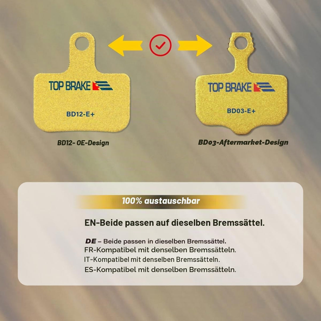 Top Brake BD12-E+ Bremsbeläge für SRAM Level Ultimate/Red/AXS Force Road und XC MTB-Bremsensatz