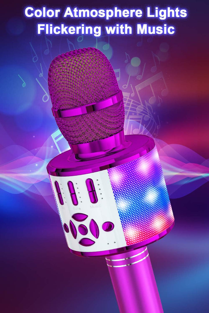 BONAOK Magic Sing Karaoke Mikrofon, Kinder, 4 in 1 Microphone, Drahtloses Bluetooth für die Zuhause