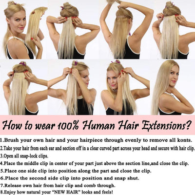 Real Remy Echthaar Extensions Clip In Extensions Echthaar Haarverlängerung 8pcs 18clips 75g-25cm (#7