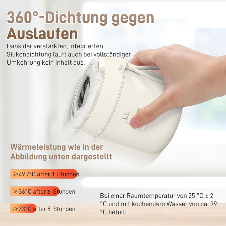 Thermobehälter für Essen 500ml, Overnight Oats Behälter aus Edelstahl, Auslaufsicherer Müslibecher m