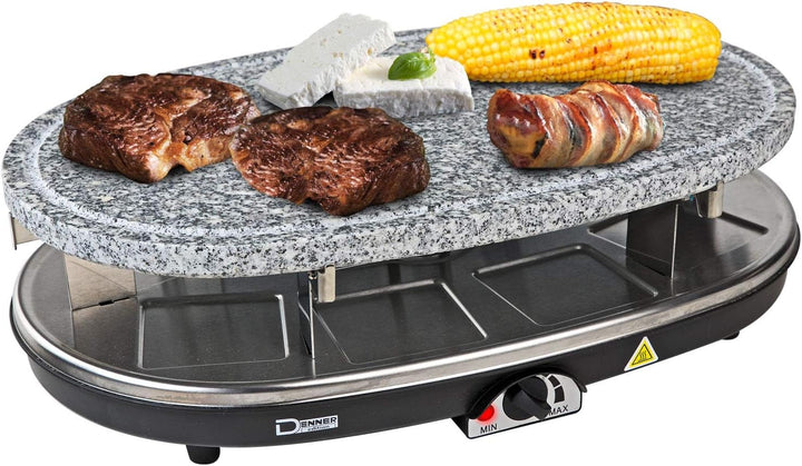Raclette Grill 3 in 1 Garen Crepes Maker Heisser Stein für 8 Personen 1500 Watt