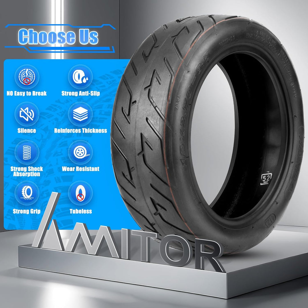 E Scooter Reifen 10x2.70-6.5 Schlauchlos Tubeless mit Ventil, Langlebig & Verschleissfester, Gute Gr