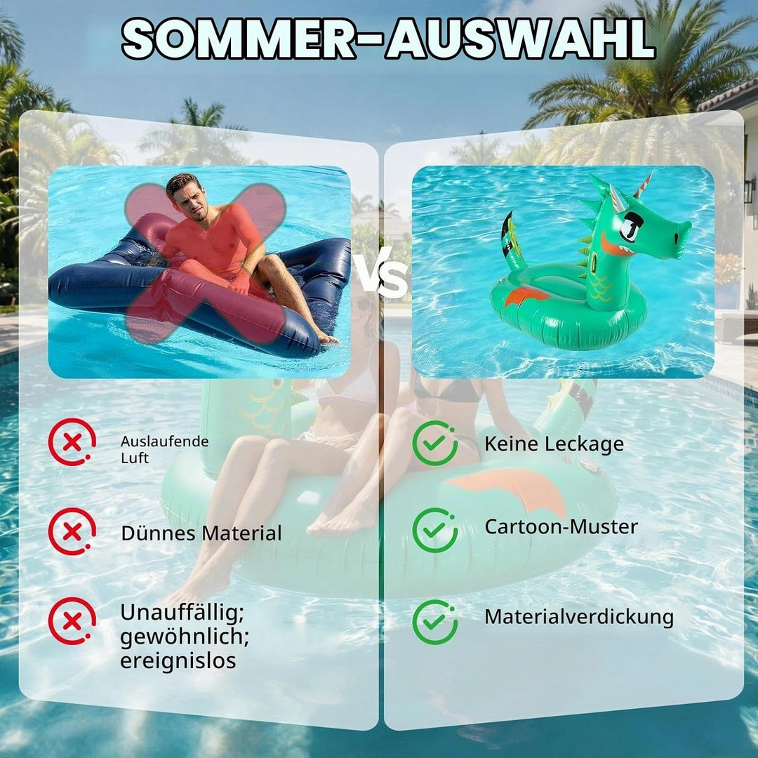 Flamingo Aufblasbar Einhorn, Luftmatratze Pool Erwachsene, Reittier Aufblasbar, Schwimmtier Dinosaur