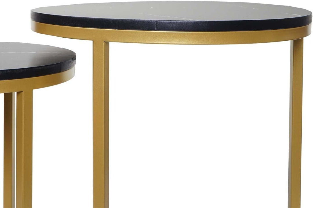 Mendler 2er-Set Beistelltisch HWC-K46, Kaffeetisch Nachttisch Loungetisch, Marmor-Optik MVG-Zertifiz