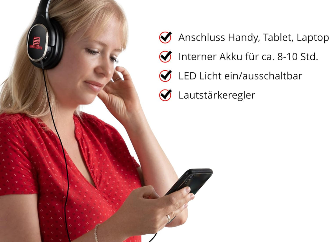 Pronomic SDH-340 USB-C Silent Disco V2 Kopfhörer - kabelloser Funkkopfhörer mit LED-Farbwechsel, USB