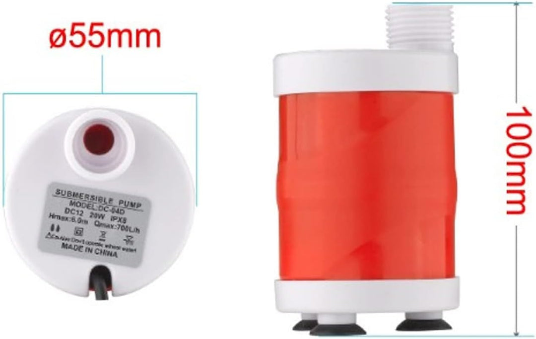 Tauchpumpe 12 V 20 W 700 L/h mit Bürstenlosem Gleichstrommotor Förderhöhe 6 m für Aquarium und Outdo