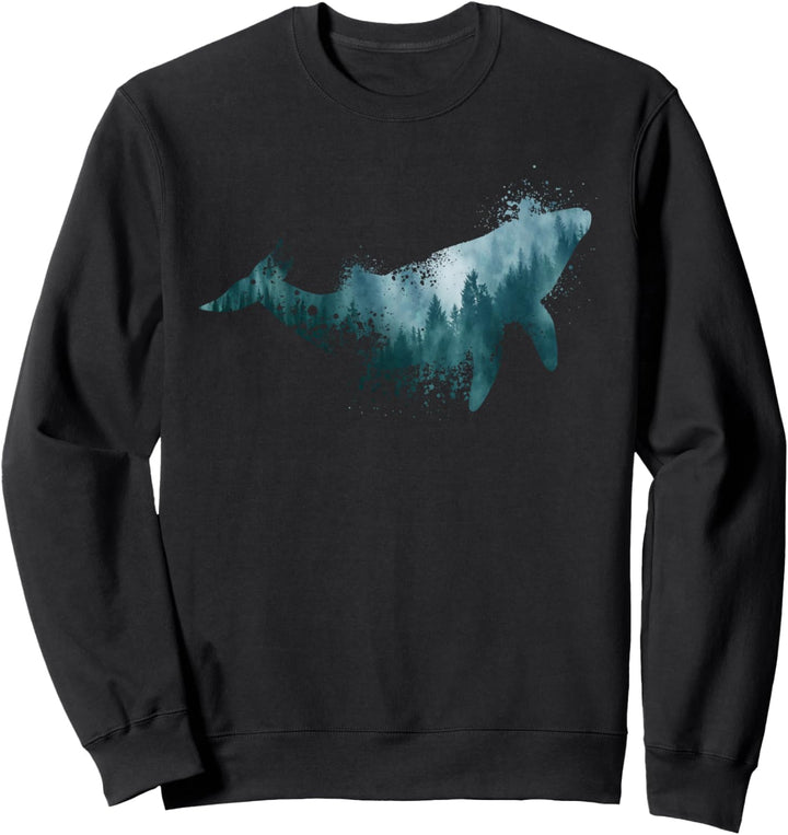 Atlantik Tiermotiv Silhouette | Vintage Buckelwal Blauwal Sweatshirt