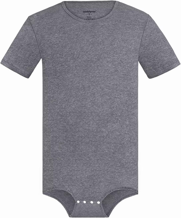 Landofgenie Männer Kurzarm Strampler Pyjama Bodysuit One Piece Strampler Grau XL, Grau XL