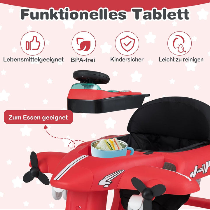 COSTWAY 6 in 1 Lauflernhilfe, Lauflernwagen klappbar mit verstellbarer Höhe & Geschwindigkeit, Baby