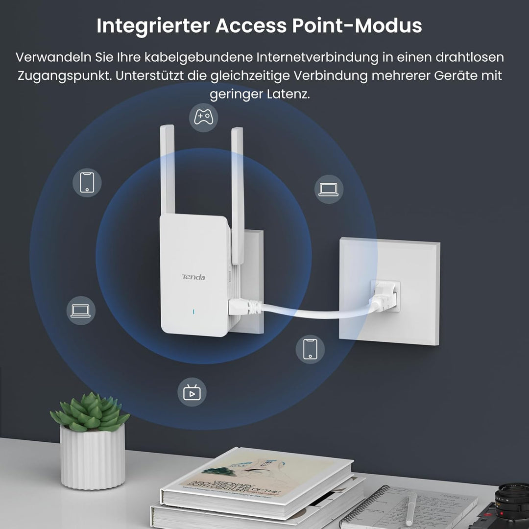 Tenda A33 WiFi 6 Repeater WLAN Verstärker (AX3000 Dualband 5GHz:2402Mbps+2,4GHz:574Mbps), 2*5dBi Ant