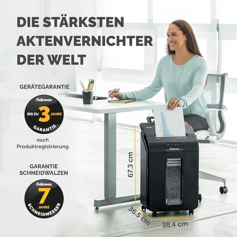 Fellowes Aktenvernichter Autofeed, 100 Blatt Minicut (P4), Papierschredder Hybrid mit automatischem