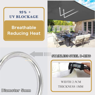LOVE STORY Sonnensegel Rechteckig 3.5 x 5m Sonnenschutz Balkon Terrasse HDPE UV-Schutz Wasserdurchlä