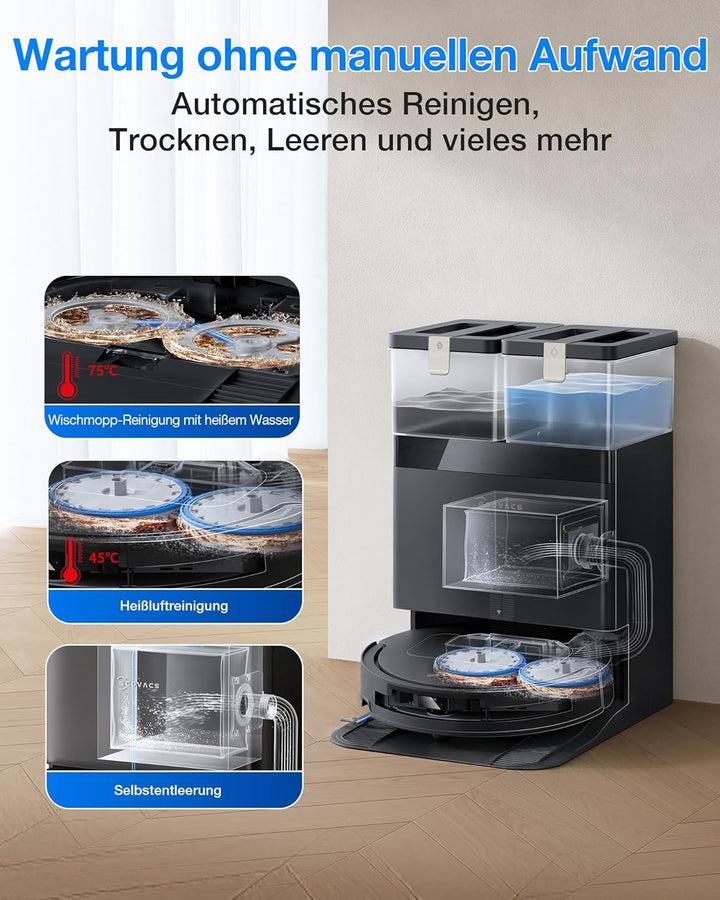 ECOVACS DEEBOT T50 Omni Gen3 Saugroboter mit Wischfunktion, 25.000 Pa, ZeroTangle 3.0, AIVI 3D 2.0,