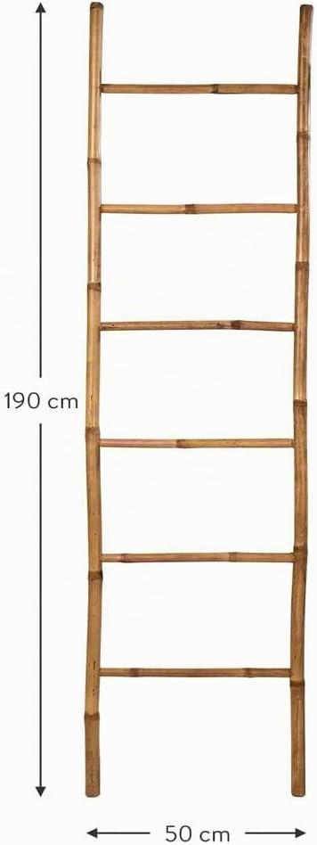 dasmöbelwerk Leiter-Regal Bambus 6 Sprossen Handtuchleiter Dekoleiter 190cm