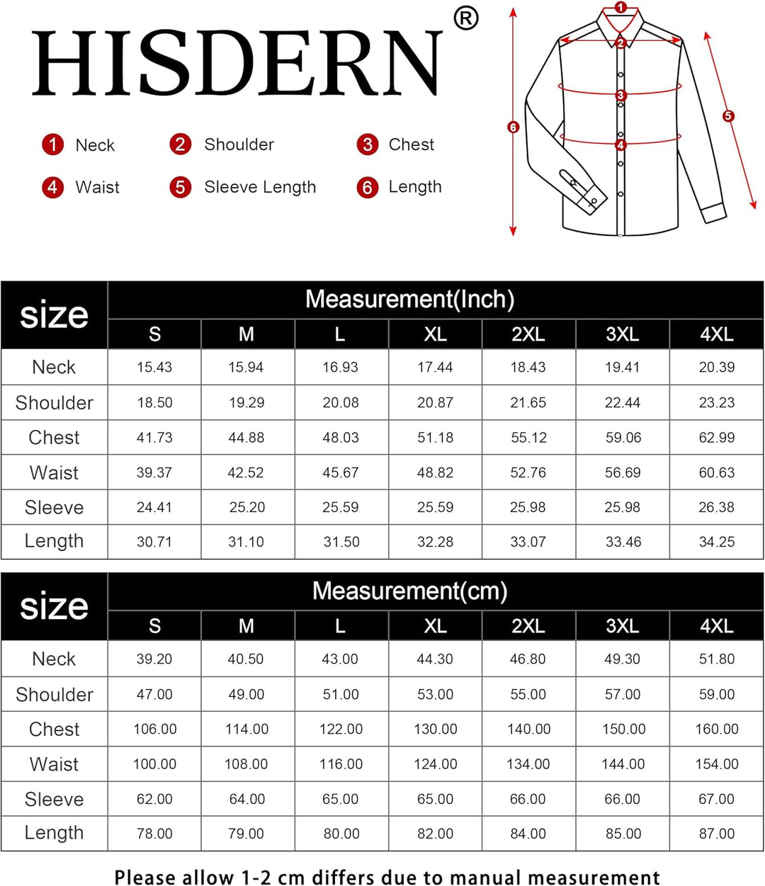 HISDERN Flanellhemd Herren Karierte Hemden Herren Langarm Button Down Baumwolle Holzfällerhemd Regul