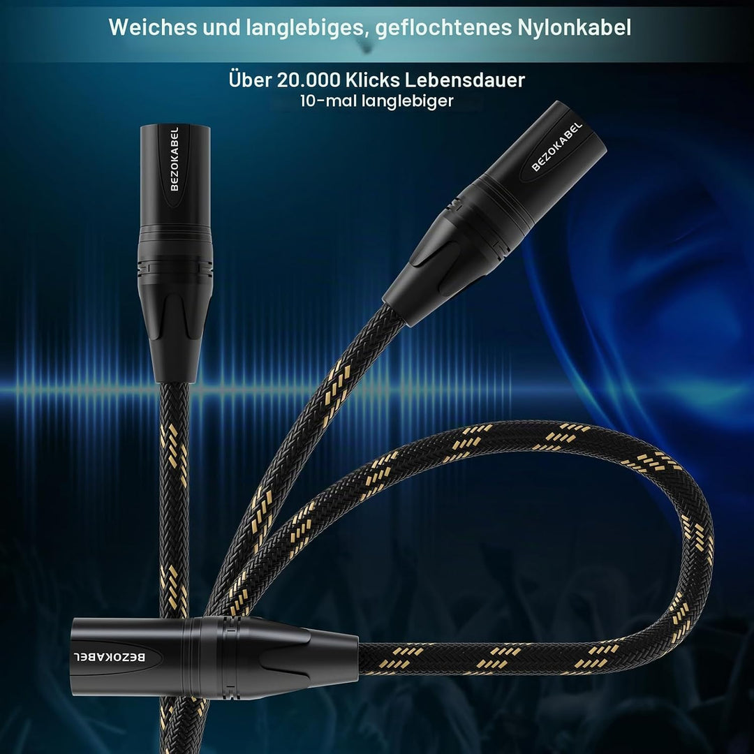 Mikrofonkabel XLR-Stecker auf 1/4-Zoll-Stecker, TRS auf XLR, geflochtenes Nylon-Mikrofonkabel, 7,6 m