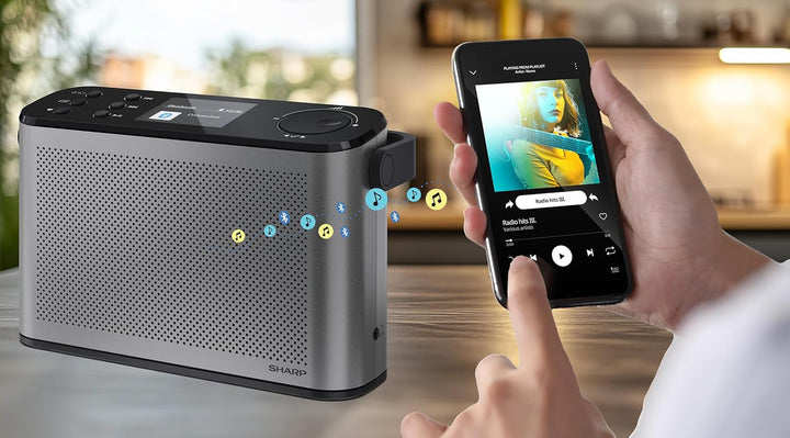 SHARP DR-P540(GY) Osaka Tragbares Digitalradio – DAB+/FM, Bluetooth 5.3, BestTune-Technologie, 120 R