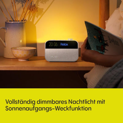 Pure Moment Charge – Radiowecker mit Wireless-Ladepad, DAB+/FM, Bluetooth, natürlichen Klängen, Whit