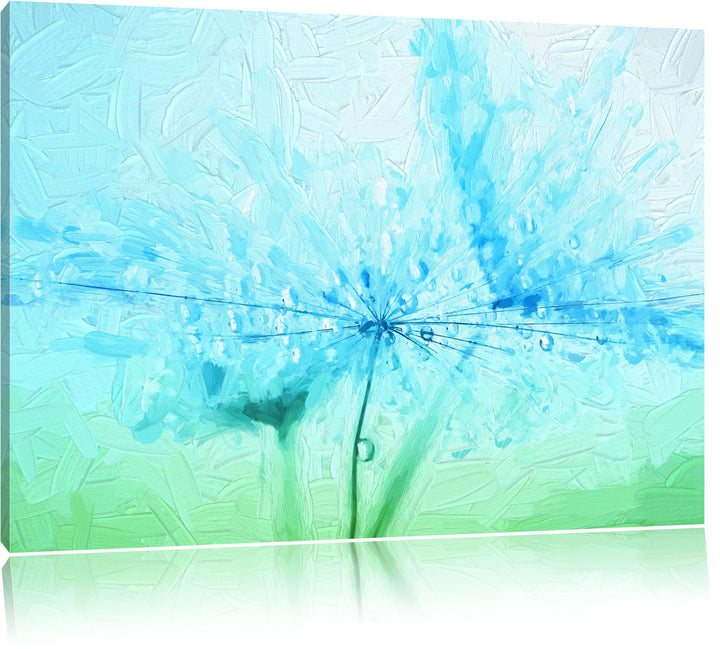 Pixxprint Pusteblume bedeckt mit Tropfen als Leinwandbild/Grösse: 100x70 / Wandbild/Kunstdruck/ferti