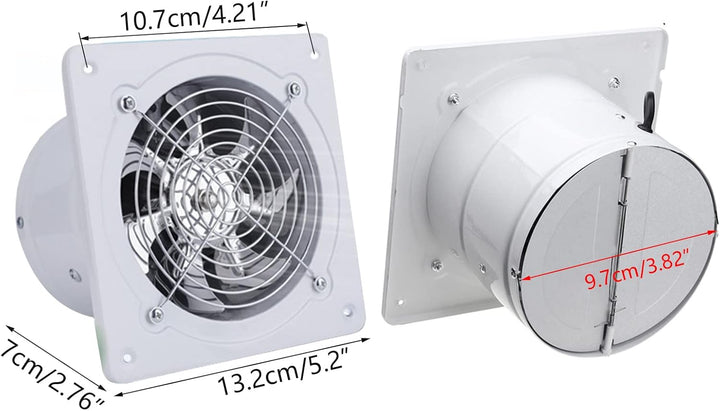 Abluftventilator Ø100mm, 4'' Rohrventilator Badlüfter mit Rücklaufklappe, 140m³/h 25W Axiallüfter Le