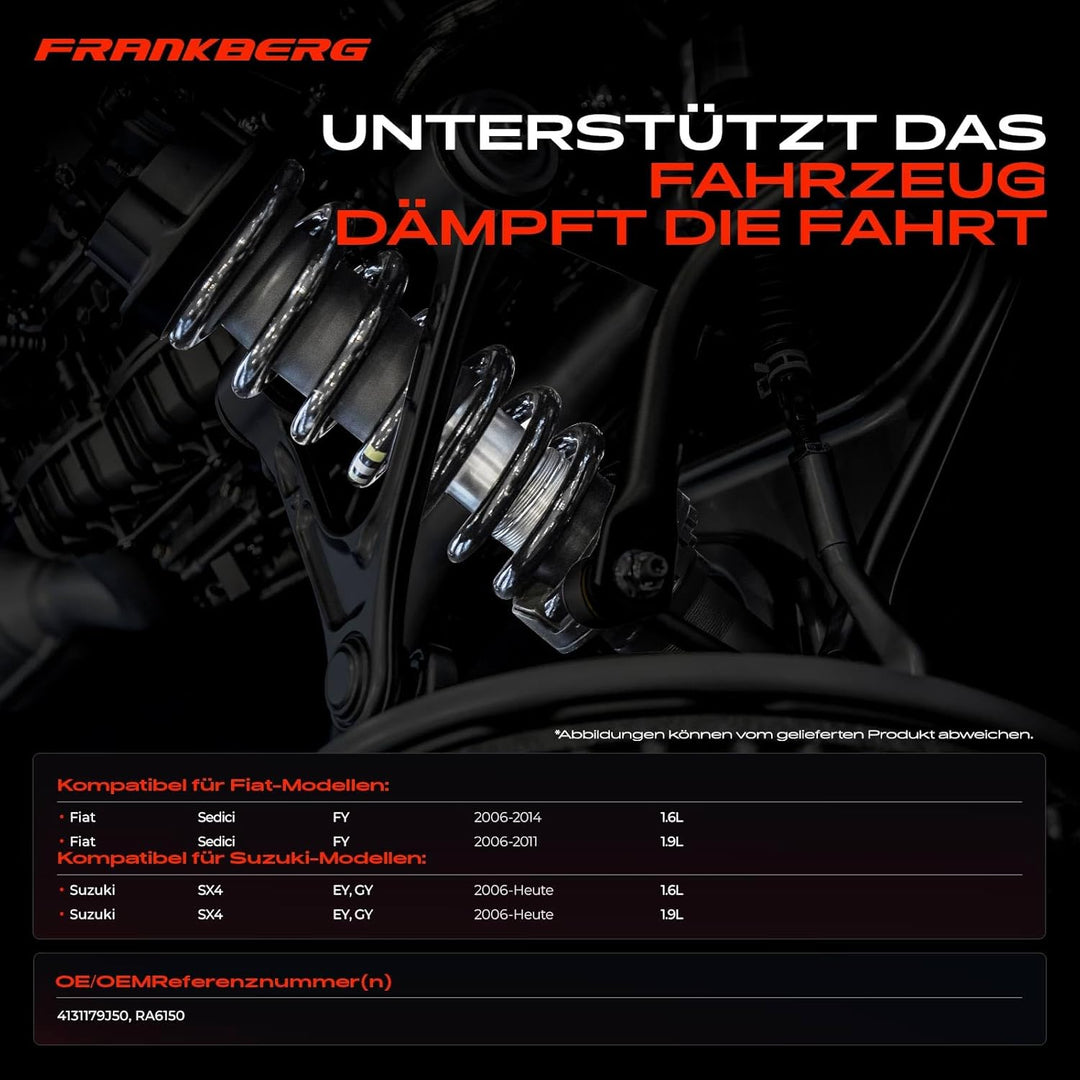 Frankberg 2x Federn Fahrwerksfeder Hinterachse Kompatibel mit SX4 EY GY 1.6L 1.9L 2006-2021 Sedici F