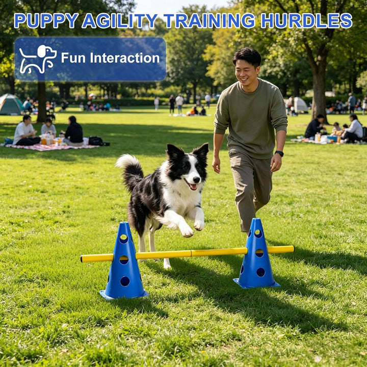 4 Stück Steckhürdenset Grosse Hunde, Hundeparcours Kegel Plastik Agility Set Hunde Klein Indoor Eins