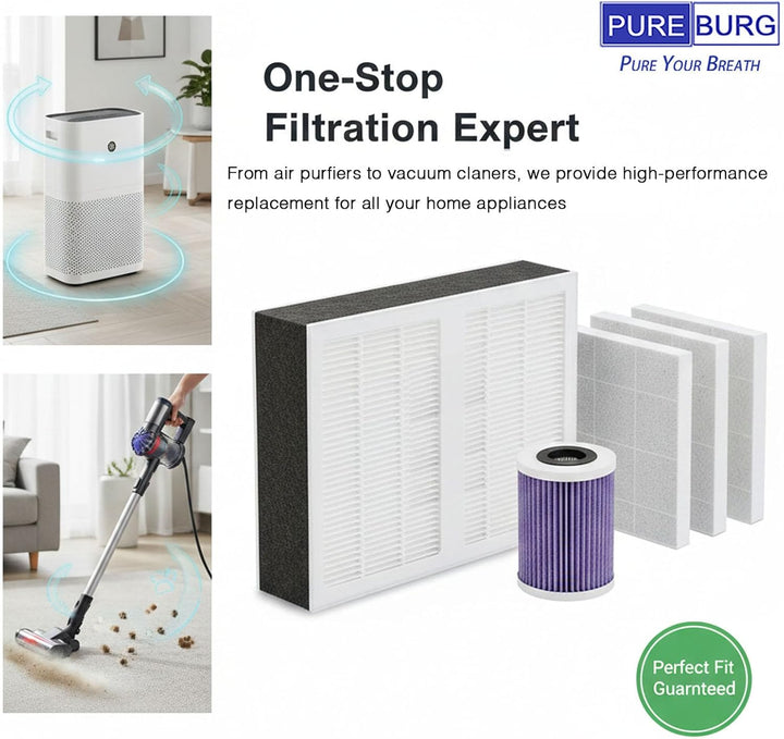 PUREBURG Ersatzfilter kompatibel mit Airtok AP2301 AP2301W Luftreinigern, 2er-Pack, H13 HEPA-Aktivko