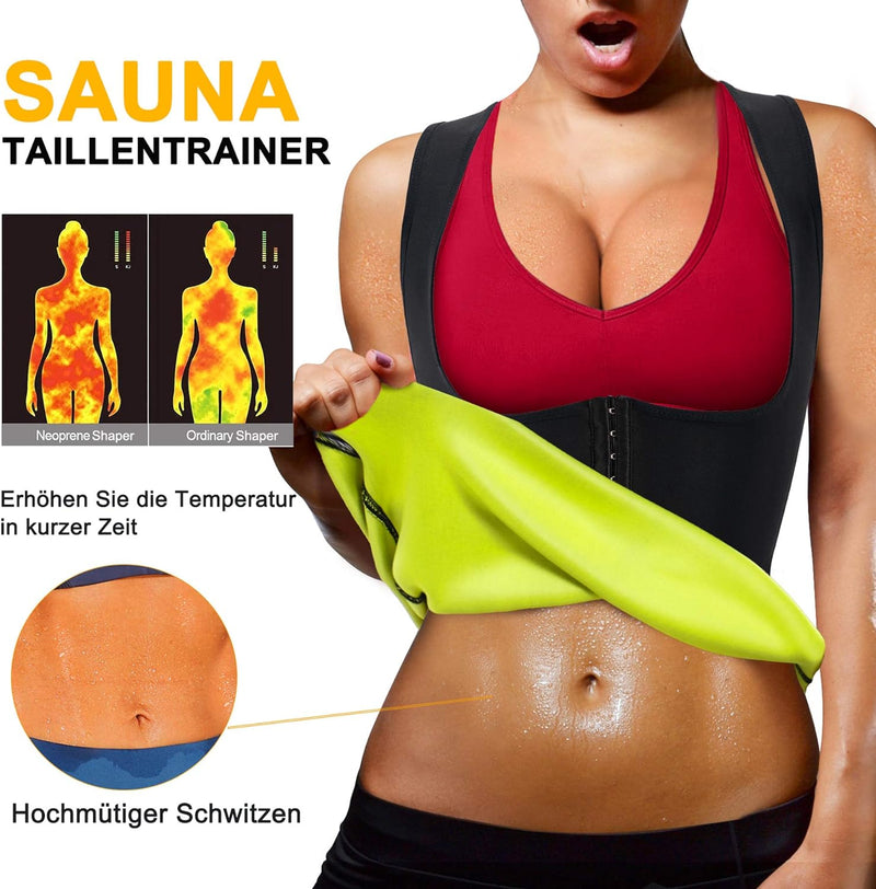 CHUMIAN Damen Sauna Schwitzeffekt Training TankTop Unterbrust Taillenformer Korsett Neopren Abnehmen