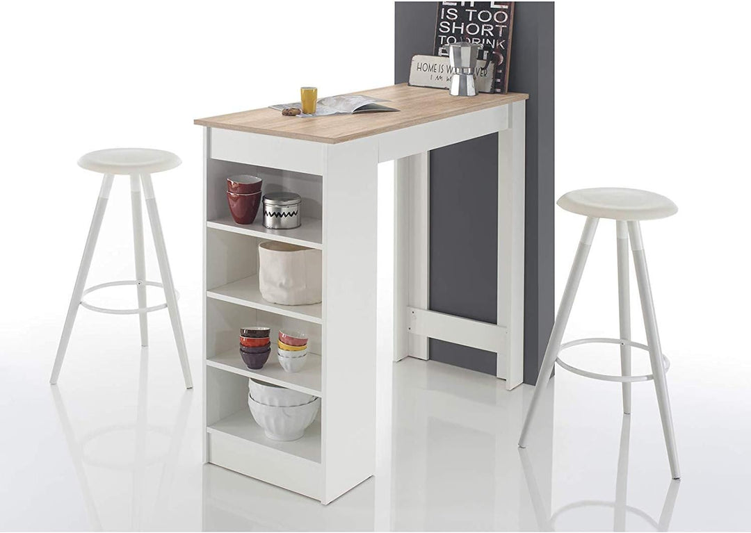 moebel-dich-auf.de Bartisch Stehtisch Mojito mit Regal in Eiche Sonoma/weiss in 115 * 50 cm