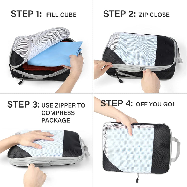Lubardy Packing Cubes mit Kompression 4-teilig/6-teilig Koffer Organizer Set Packwürfel Packtaschen