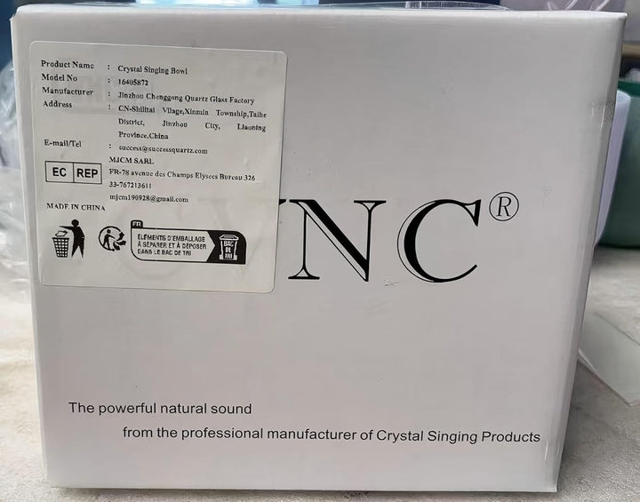CVNC 432HZ 6-12 Zoll Chakra Symbol Design Frosted Quartz Kristall Singen Schale mit 2 PCS Reise Trag