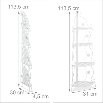 Relaxdays Blumenregal Metall, 4-stufiges Pflanzenregal, innen & aussen, HxBxT 113,5 x 31 x 31 cm, Re