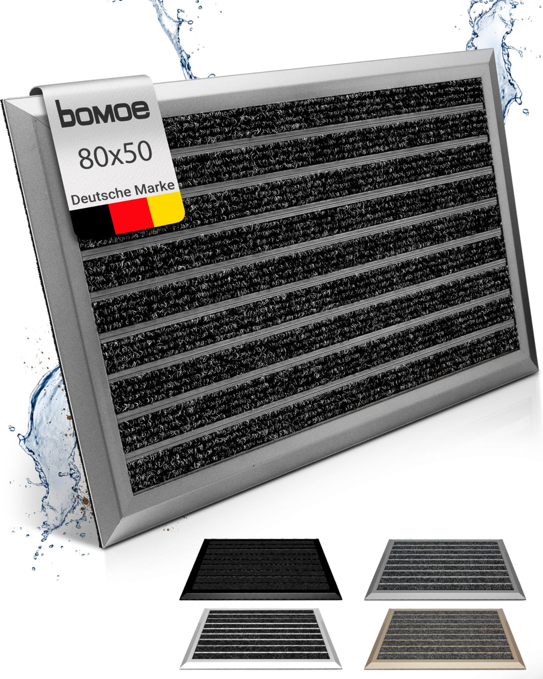 bomoe Fussmatte Aussen rutschfest Rostfrei Fussabtreter Aussenbereich | 50x80cm Blau Grau Outdoor-Fu