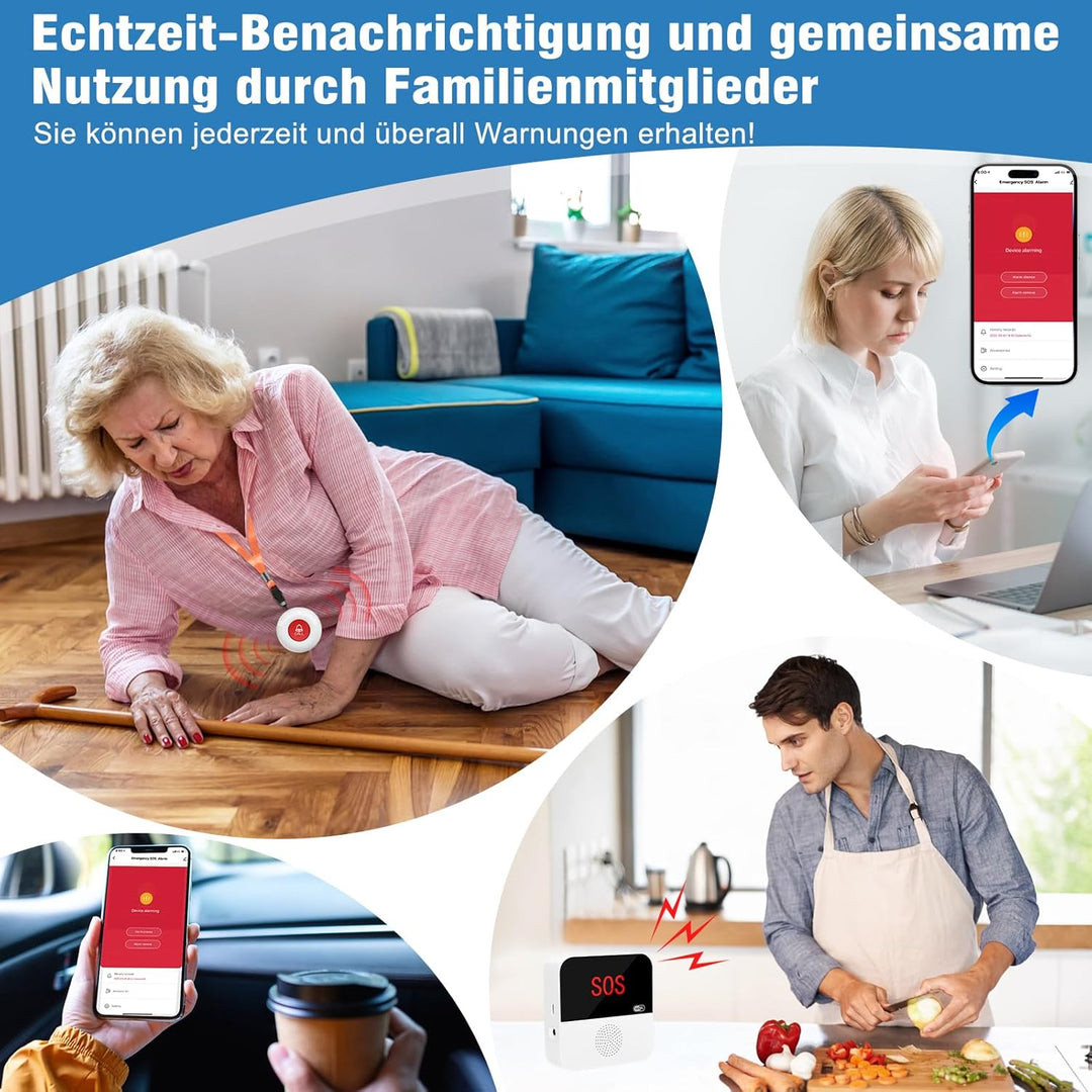 ChunHee Senioren Notruf Tuya WiFi Smart Notrufklingel Alert System für ältere Patienten Behinderte,K