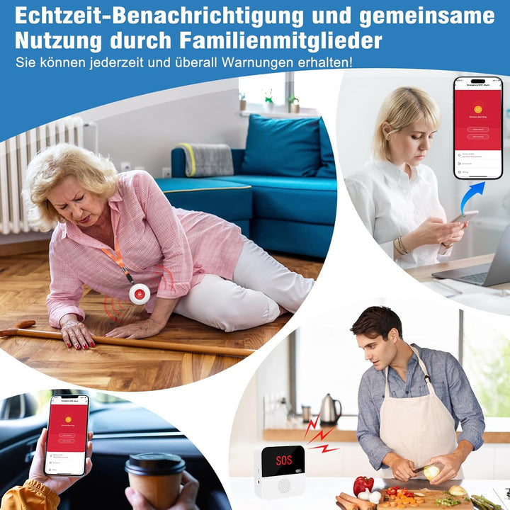 ChunHee Senioren Notruf Tuya WiFi Smart Notrufklingel Alert System für ältere Patienten Behinderte,K
