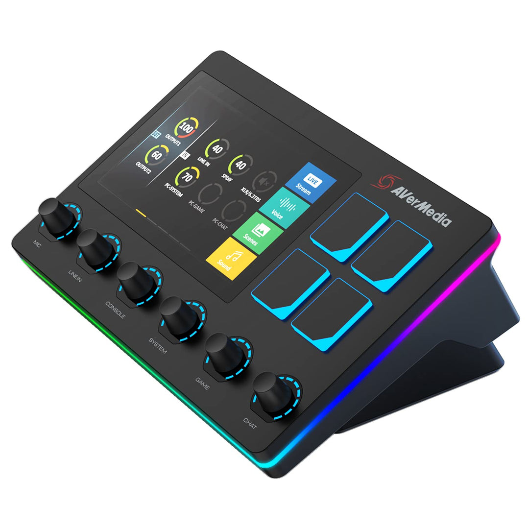 AVerMedia Live Streamer AX310 - 6-Spuren Audio Mixer mit IPS-Touchscreen zur Interaktion sowie Aktio