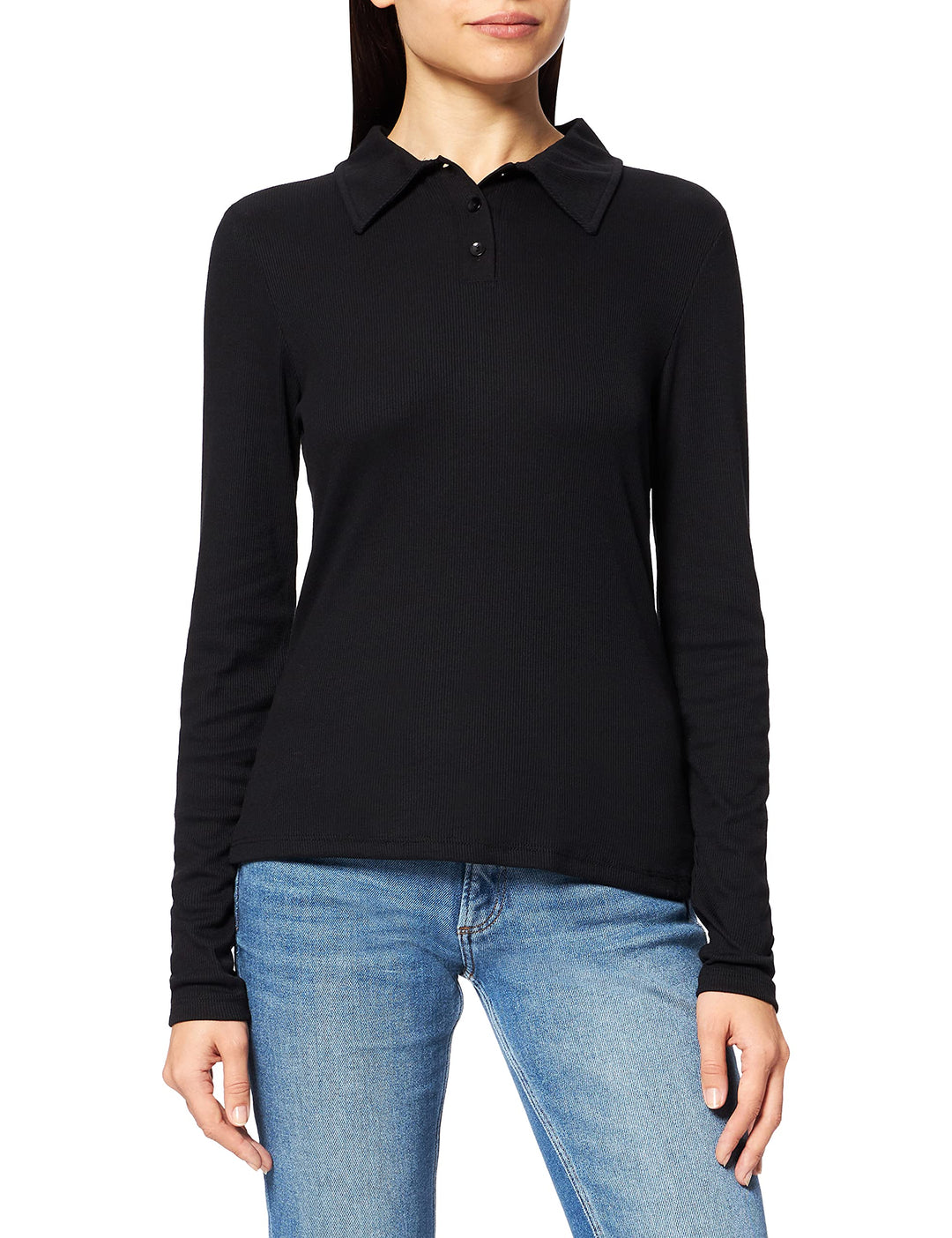 NA-KD Damen Buttoned Collar Top Hemd XL Schwarz, XL Schwarz