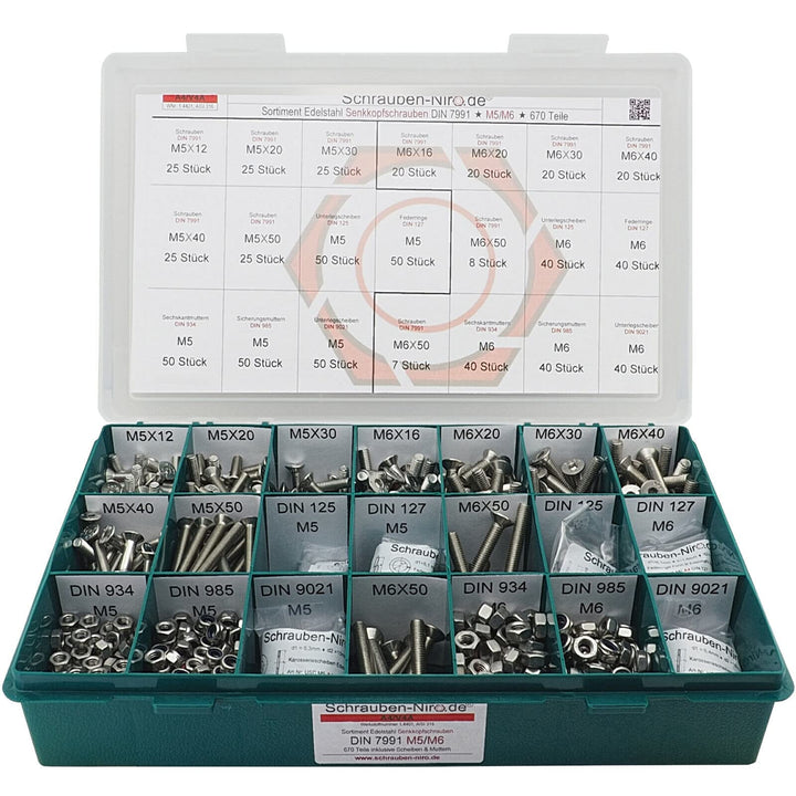 Sortiment/Set Edelstahl Senkkopfschrauben M5 M6 DIN 7991 VA A4 V4A Innensechskant M5 + M6 | A4/V4A,