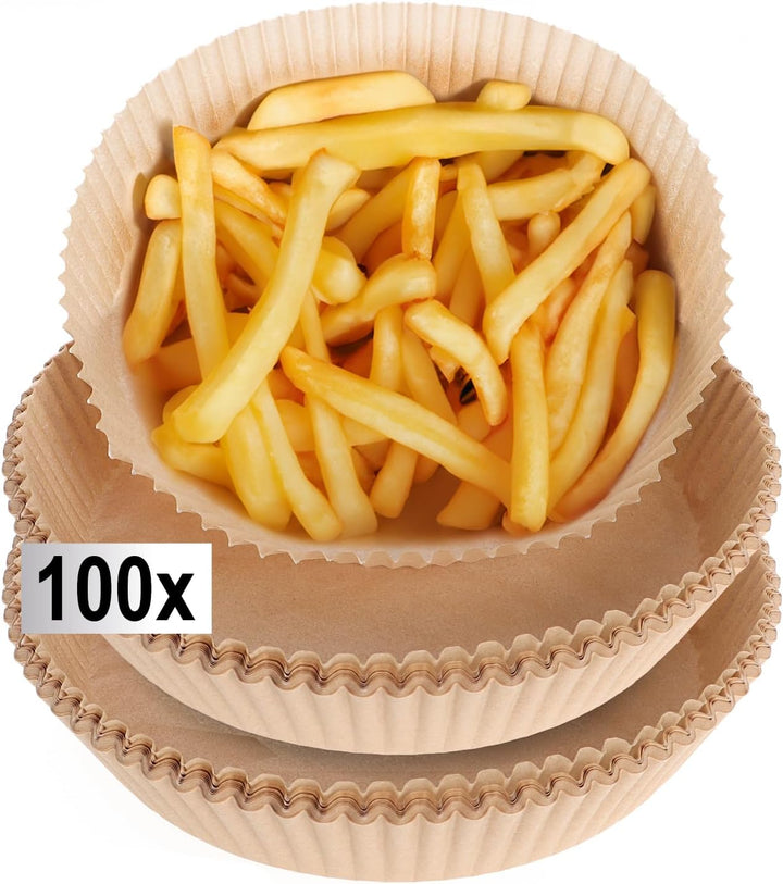 com-four® 100x Backpapier für Heissluftfritteuse - Airfryer Pergamentpapier Ø 20 cm - antihaftbeschi
