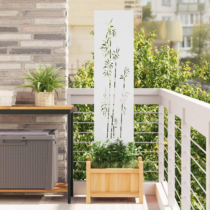 vidaXL Garten Sichtschutz-Leinwand Floral Weiss 32 x 140 cm, Weiss 32 x 140 cm