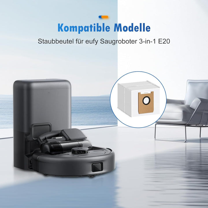 10 Stück Staubbeutel für Eufy Saugroboter 3-in-1 E20, Grosse Kapazität Vliesstoffe Staubsaugerbeutel