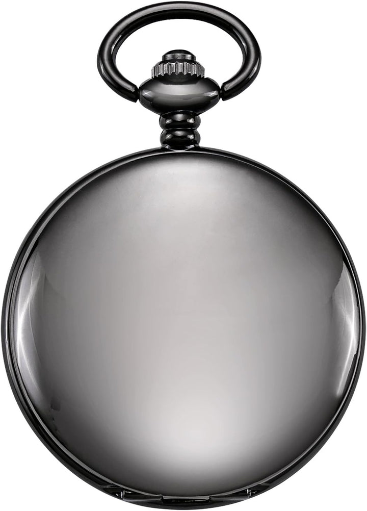 TREEWETO Unisex Taschenuhr mit Kette Analog Handaufzug Doppelscharnier Antik Drache Skelett Schwarz