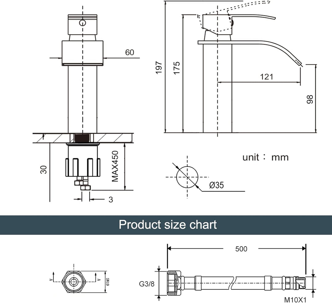 iVIGA Wasserhahn Bad, 175MM Waschtischarmatur wenig Lärm Einhandmischer Wasserfall Waschbeckenarmatu