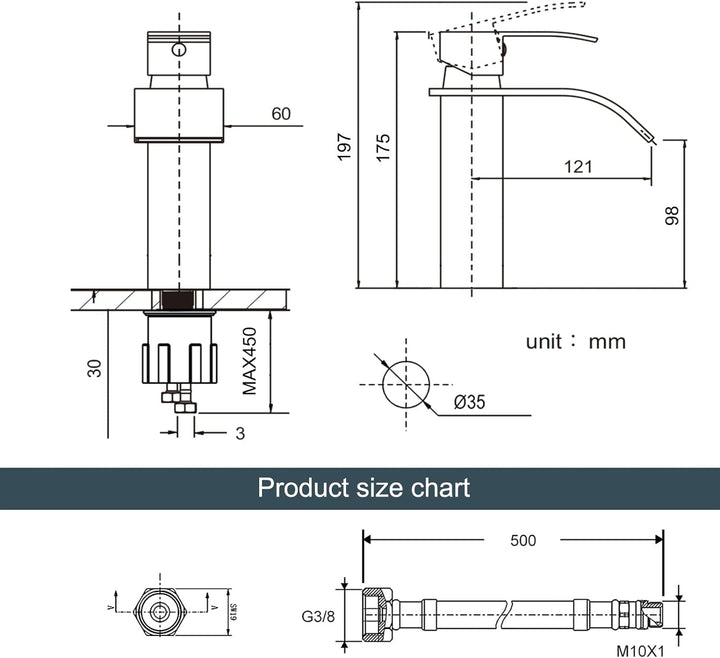 iVIGA Wasserhahn Bad, 175MM Waschtischarmatur wenig Lärm Einhandmischer Wasserfall Waschbeckenarmatu