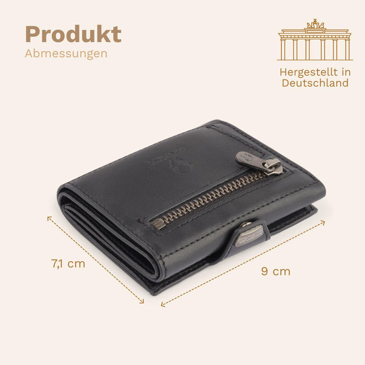 DONBOLSO NextGen BusinessLine, Slim Wallet, Leder mit Münzfach I Geldbeutel mit RFID Schutz I Karten