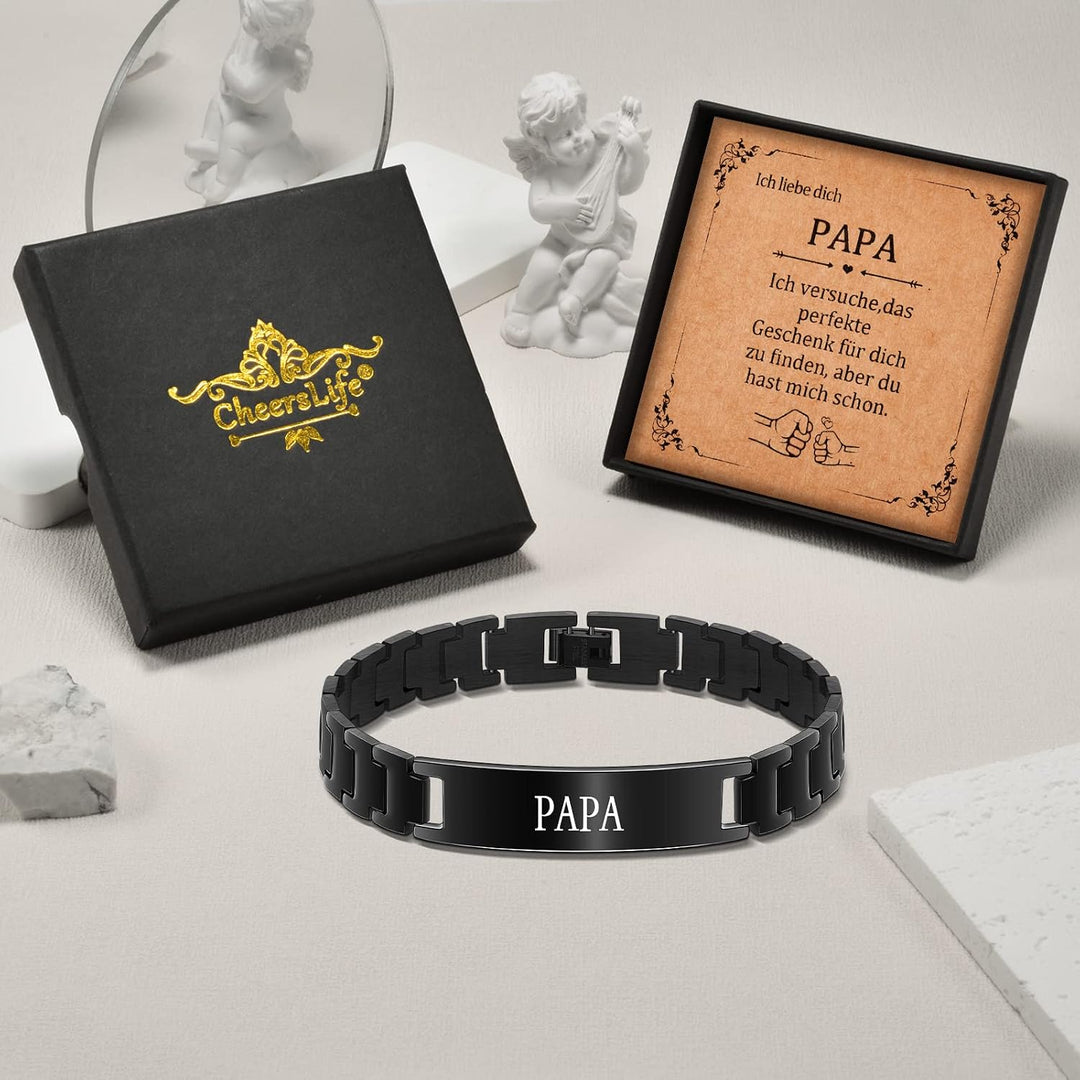 CheersLife Knotenarmband Geschenk Für Männer Braun Geflochtenes Leder Edelstahl Unendlichkeit Armbän