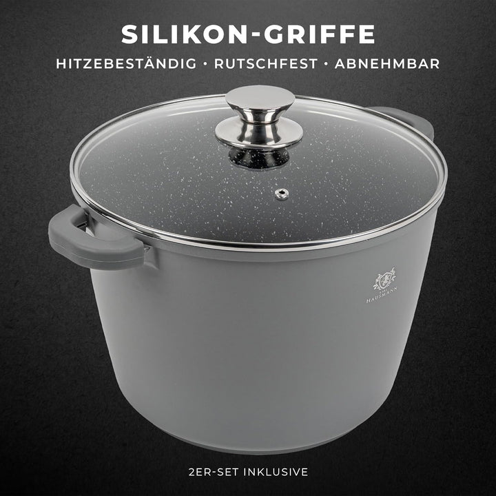 KARL HAUSMANN Aluguss Topf 24 cm 6L mit Deckel - Kochtopf Induktion, Antihaftbeschichtet mit COOKMAR