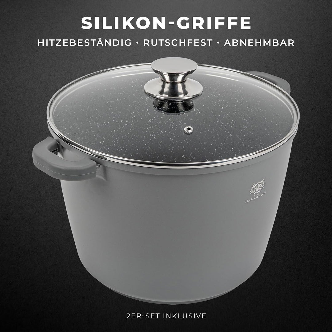 KARL HAUSMANN Aluguss Topf 24 cm 6L mit Deckel - Kochtopf Induktion, Antihaftbeschichtet mit COOKMAR