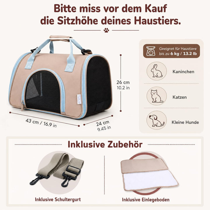 Katzentransportbox Hundetasche Kleine Hunde bis 6kg [Faltbar] Transportbox Katze Welpen Hundebox mit