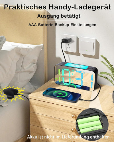 Extrem Lauter Vibrationswecker mit Bettschüttler für Gehörlose/Tiefschläfer/Schwerhörige,RGB Farbige